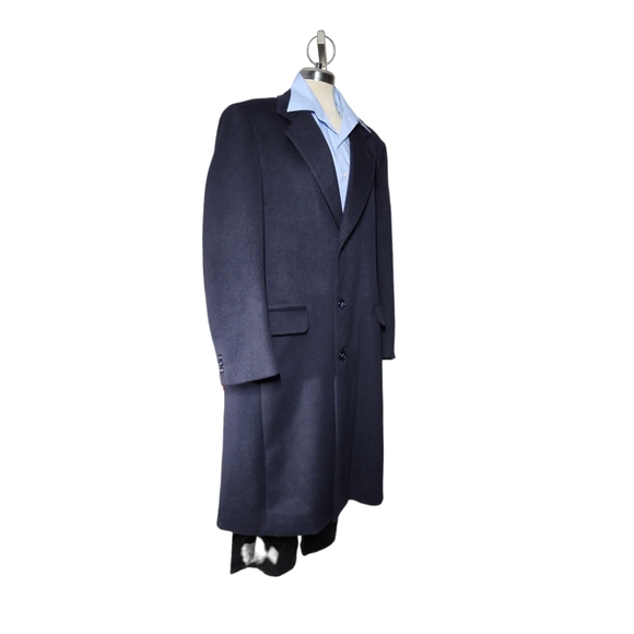 Moores Lanificio Vallombroso 42 tall WOOL AND CASHMERE blue men's long coat - Picture 10 of 15
